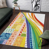 Pasifika Samoa Siapo Malu Tattoo Inspired Area Rug Fa'afafine Rainbow Theme