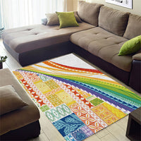 Pasifika Samoa Siapo Malu Tattoo Inspired Area Rug Fa'afafine Rainbow Theme