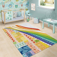 Pasifika Samoa Siapo Malu Tattoo Inspired Area Rug Fa'afafine Rainbow Theme