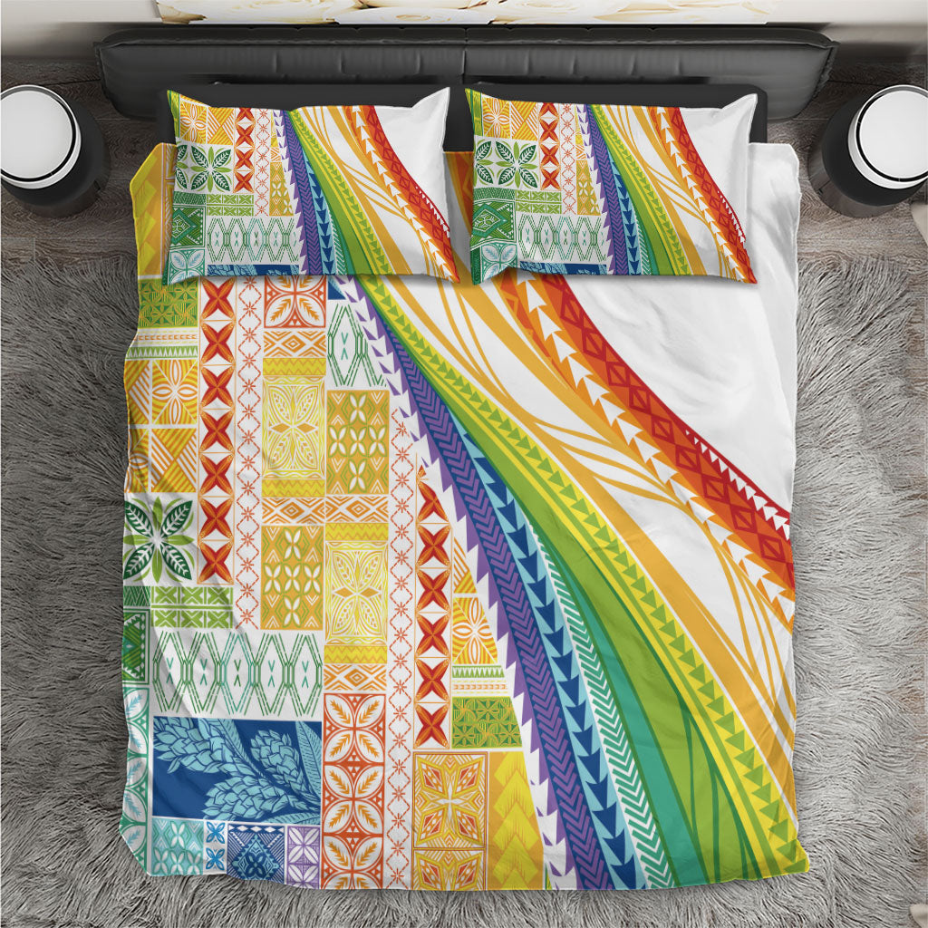 Pasifika Samoa Siapo Malu Tattoo Inspired Bedding Set Fa'afafine Rainbow Theme
