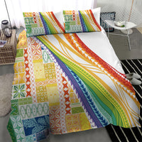 Pasifika Samoa Siapo Malu Tattoo Inspired Bedding Set Fa'afafine Rainbow Theme