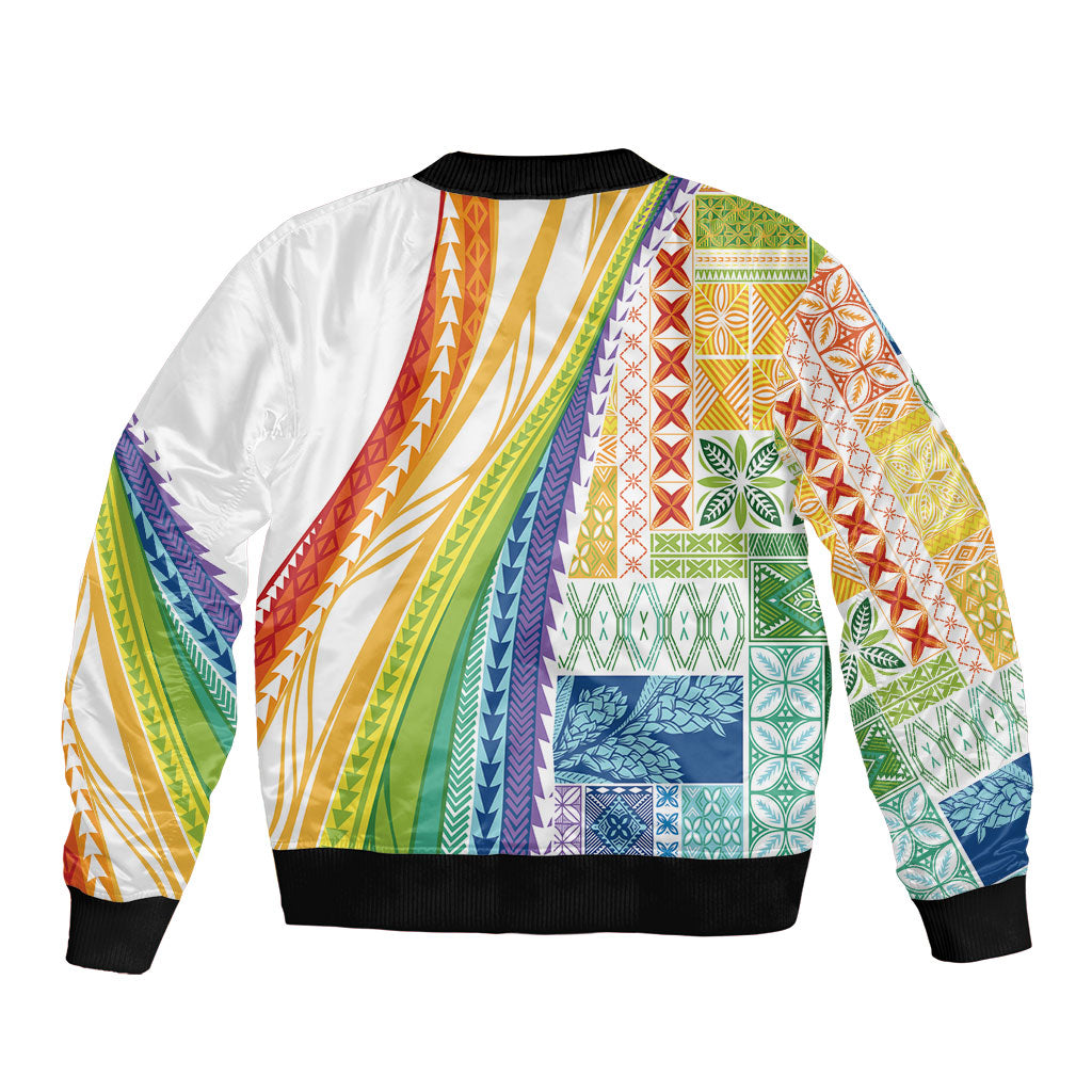 Pasifika Samoa Siapo Malu Tattoo Inspired Bomber Jacket Fa'afafine Rainbow Theme