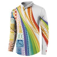 Pasifika Samoa Siapo Malu Tattoo Inspired Button Sweatshirt Fa'afafine Rainbow Theme