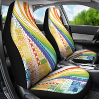 Pasifika Samoa Siapo Malu Tattoo Inspired Car Seat Cover Fa'afafine Rainbow Theme