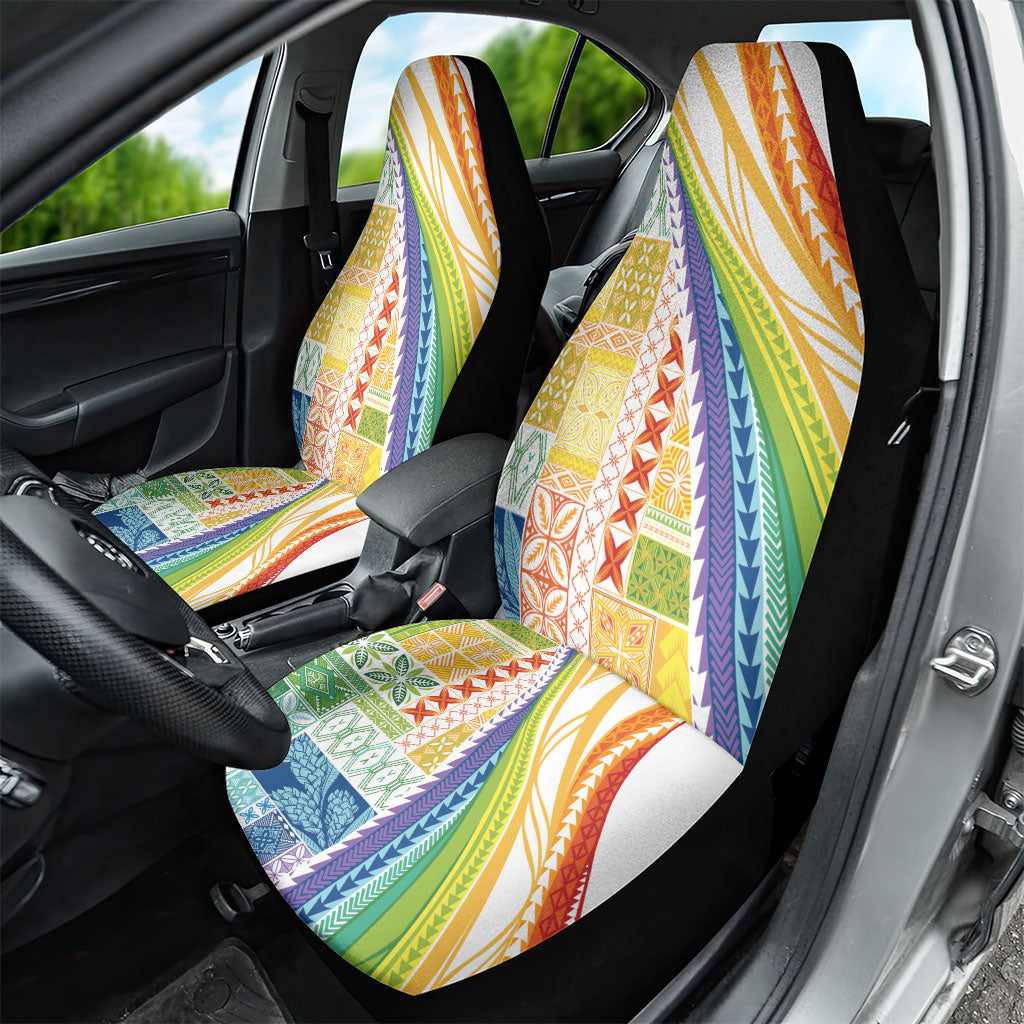 Pasifika Samoa Siapo Malu Tattoo Inspired Car Seat Cover Fa'afafine Rainbow Theme