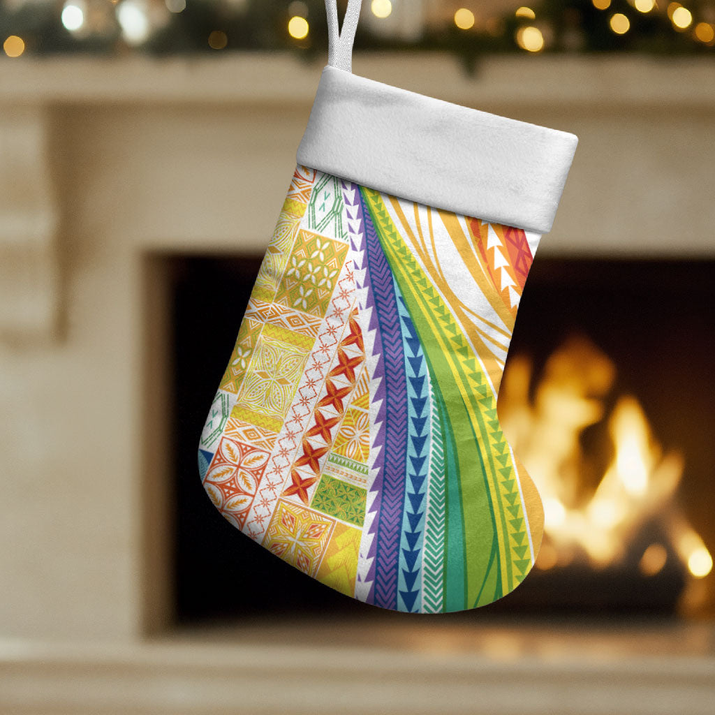 Pasifika Samoa Siapo Malu Tattoo Inspired Christmas Stocking Fa'afafine Rainbow Theme