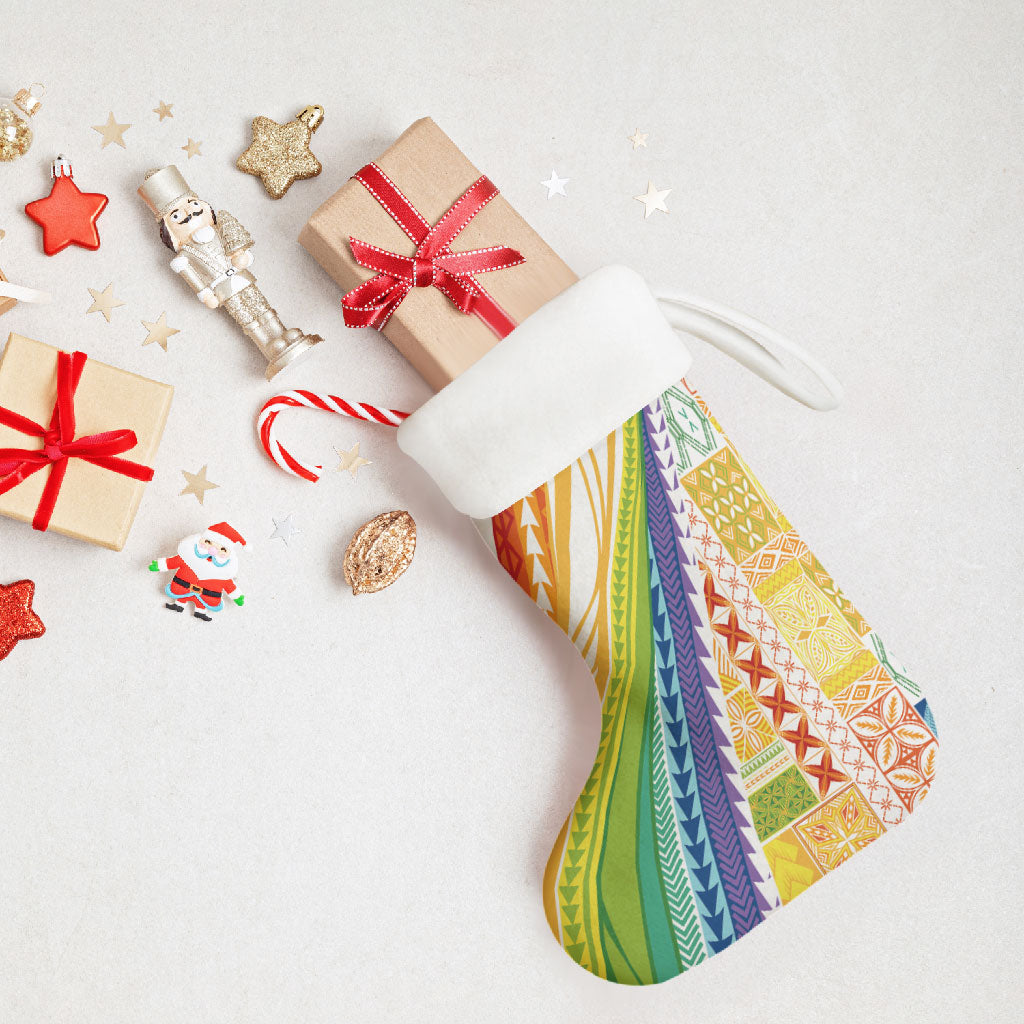 Pasifika Samoa Siapo Malu Tattoo Inspired Christmas Stocking Fa'afafine Rainbow Theme