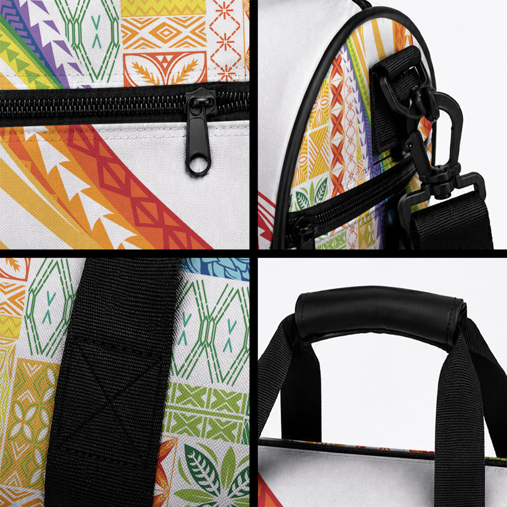 Pasifika Samoa Siapo Malu Tattoo Inspired Duffle Bag Fa'afafine Rainbow Theme