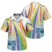 Pasifika Samoa Siapo Malu Tattoo Inspired Family Matching Long Sleeve Bodycon Dress and Hawaiian Shirt Fa'afafine Rainbow Theme