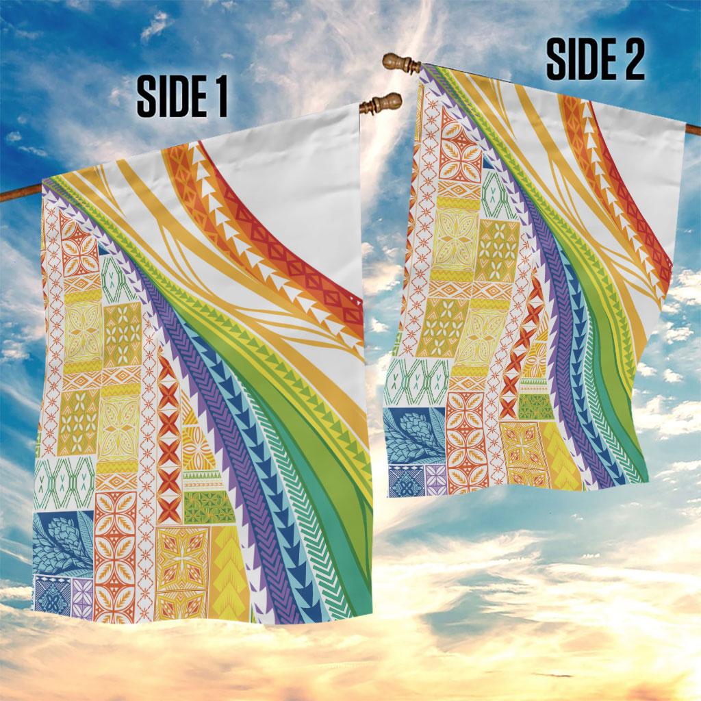Pasifika Samoa Siapo Malu Tattoo Inspired Garden Flag Fa'afafine Rainbow Theme