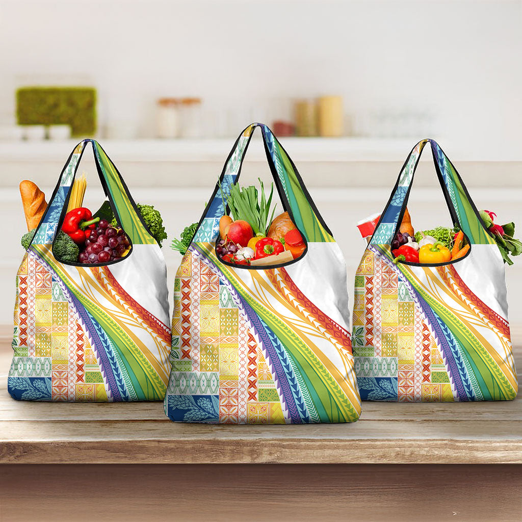 Pasifika Samoa Siapo Malu Tattoo Inspired Grocery Bag Fa'afafine Rainbow Theme