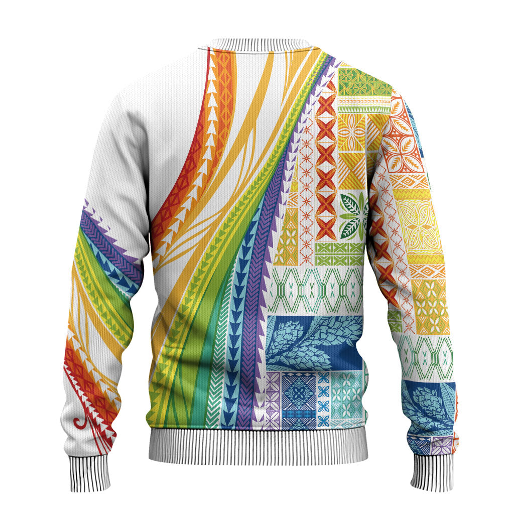 Pasifika Samoa Siapo Malu Tattoo Inspired Ugly Christmas Sweater Fa'afafine Rainbow Theme