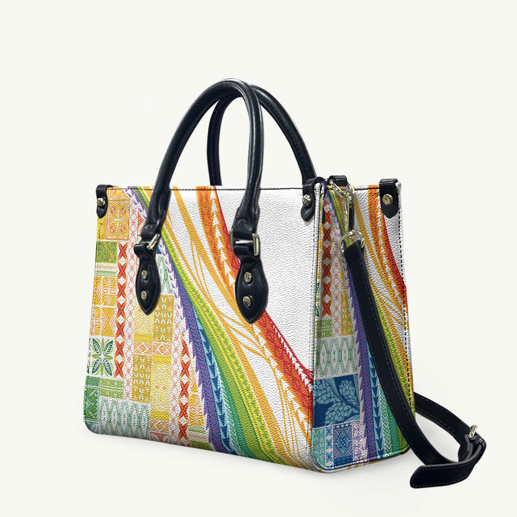 Pasifika Samoa Siapo Malu Tattoo Inspired Leather Bag Fa'afafine Rainbow Theme LT7 Multicolor - Polynesian Pride