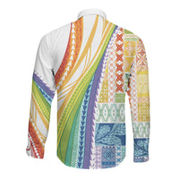 Pasifika Samoa Siapo Malu Tattoo Inspired Long Sleeve Button Shirt Fa'afafine Rainbow Theme LT7 - Polynesian Pride