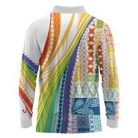 Pasifika Samoa Siapo Malu Tattoo Inspired Long Sleeve Polo Shirt Fa'afafine Rainbow Theme LT7 - Polynesian Pride