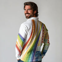 Pasifika Samoa Siapo Malu Tattoo Inspired Long Sleeve Polo Shirt Fa'afafine Rainbow Theme LT7 - Polynesian Pride