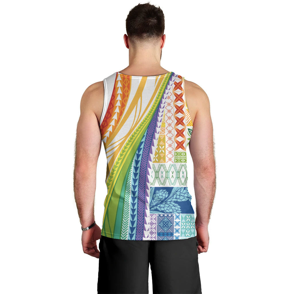 Pasifika Samoa Siapo Malu Tattoo Inspired Men Tank Top Fa'afafine Rainbow Theme LT7 - Polynesian Pride