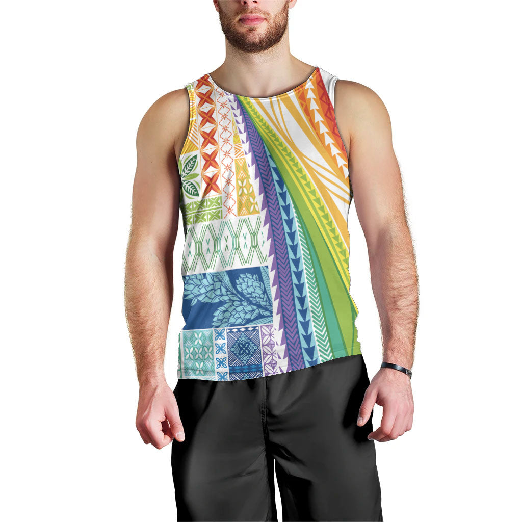 Pasifika Samoa Siapo Malu Tattoo Inspired Men Tank Top Fa'afafine Rainbow Theme LT7 - Polynesian Pride