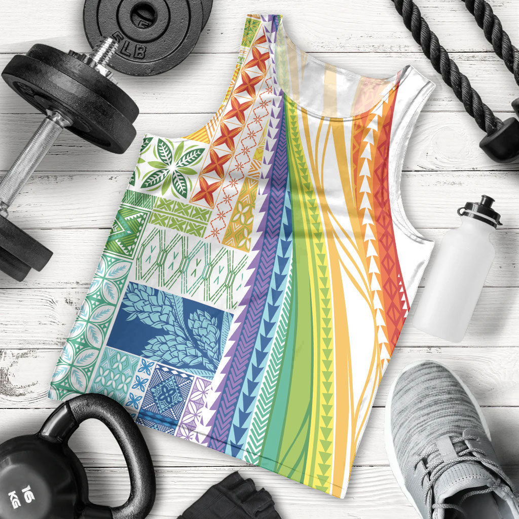 Pasifika Samoa Siapo Malu Tattoo Inspired Men Tank Top Fa'afafine Rainbow Theme LT7 - Polynesian Pride