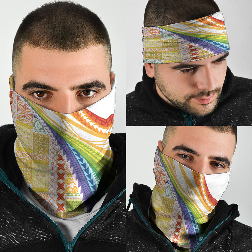 Pasifika Samoa Siapo Malu Tattoo Inspired Neck Gaiter Fa'afafine Rainbow Theme