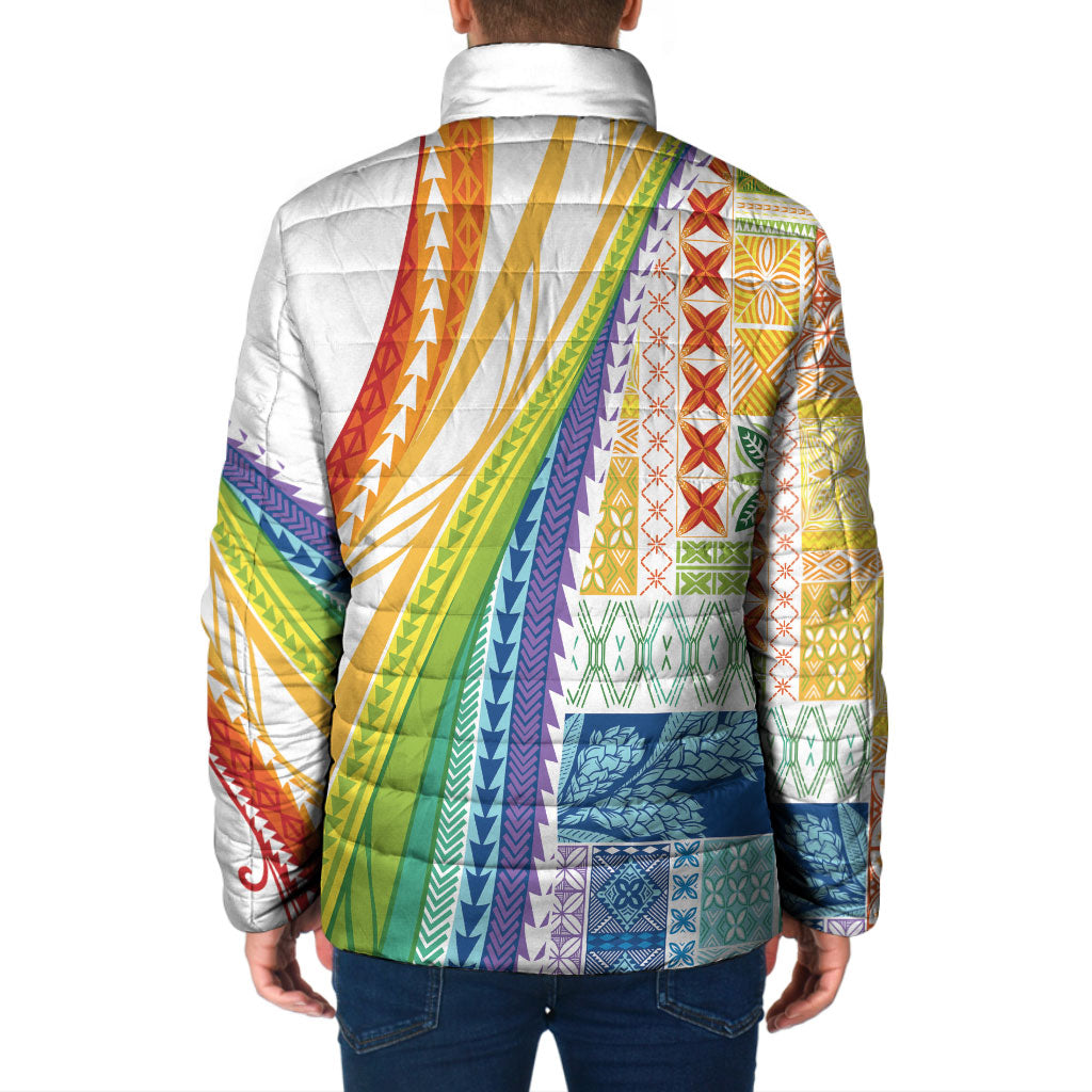 Pasifika Samoa Siapo Malu Tattoo Inspired Padded Jacket Fa'afafine Rainbow Theme