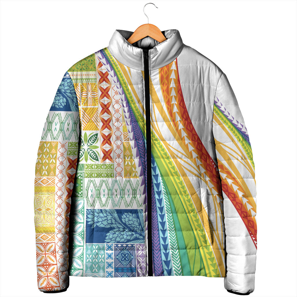 Pasifika Samoa Siapo Malu Tattoo Inspired Padded Jacket Fa'afafine Rainbow Theme
