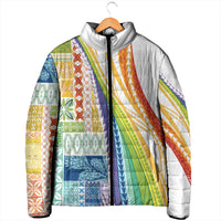 Pasifika Samoa Siapo Malu Tattoo Inspired Padded Jacket Fa'afafine Rainbow Theme