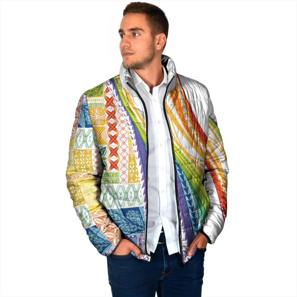 Pasifika Samoa Siapo Malu Tattoo Inspired Padded Jacket Fa'afafine Rainbow Theme
