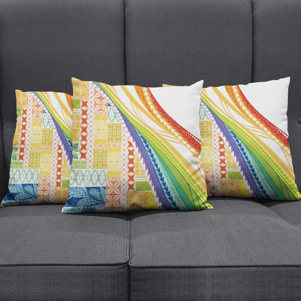 Pasifika Samoa Siapo Malu Tattoo Inspired Pillow Cover Fa'afafine Rainbow Theme LT7 - Polynesian Pride