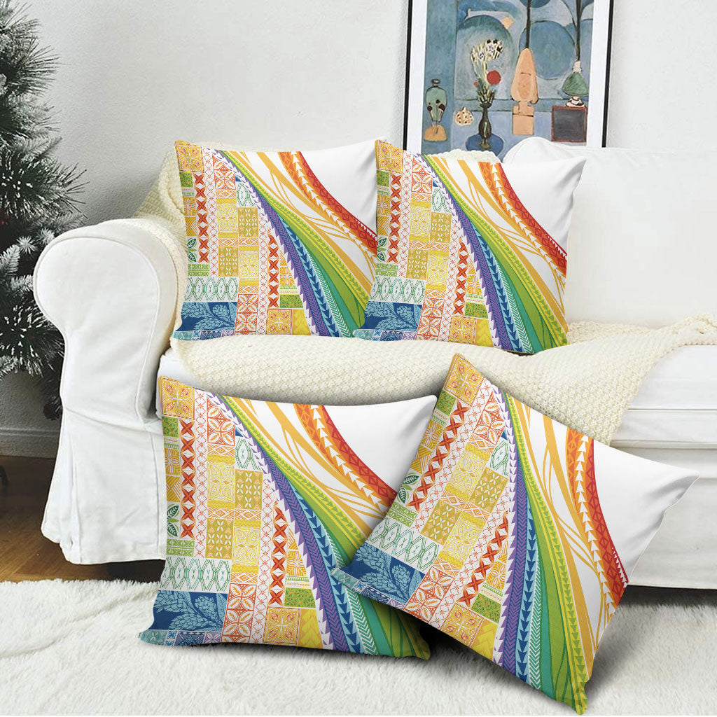 Pasifika Samoa Siapo Malu Tattoo Inspired Pillow Cover Fa'afafine Rainbow Theme LT7 - Polynesian Pride
