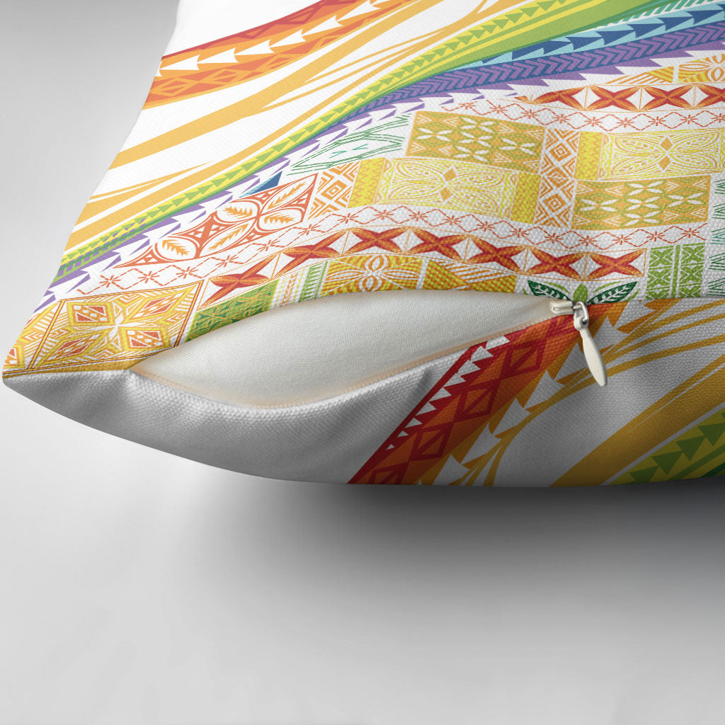Pasifika Samoa Siapo Malu Tattoo Inspired Pillow Cover Fa'afafine Rainbow Theme LT7 - Polynesian Pride