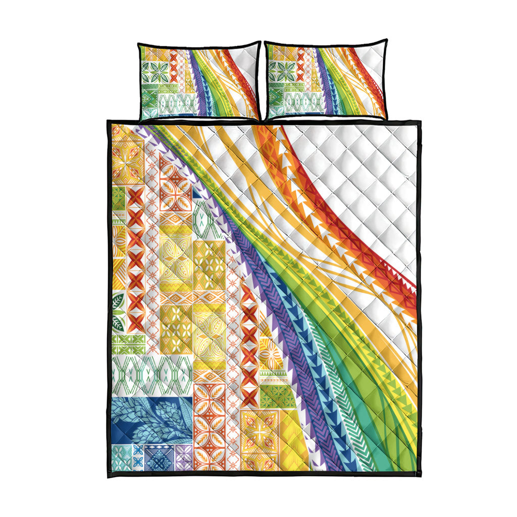 Pasifika Samoa Siapo Malu Tattoo Inspired Quilt Bed Set Fa'afafine Rainbow Theme