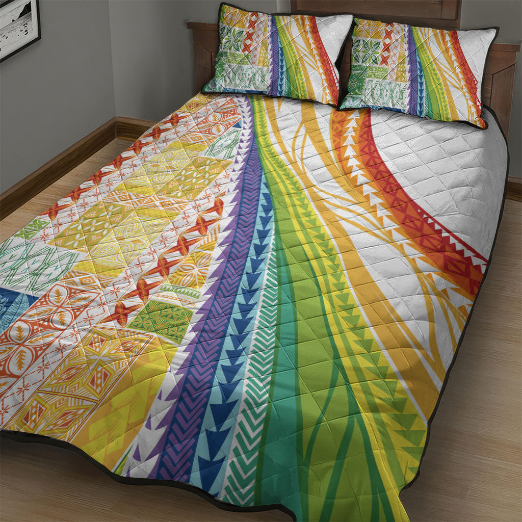 Pasifika Samoa Siapo Malu Tattoo Inspired Quilt Bed Set Fa'afafine Rainbow Theme