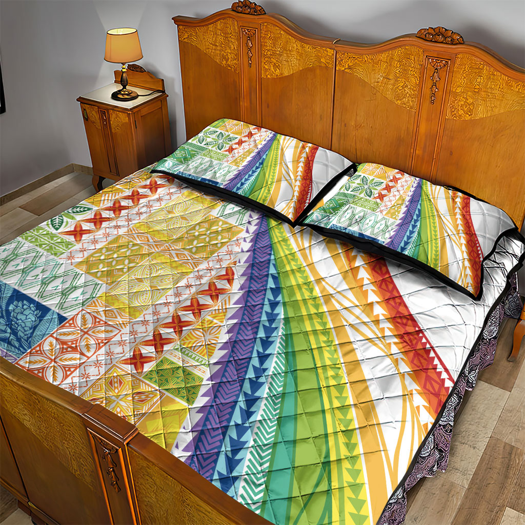 Pasifika Samoa Siapo Malu Tattoo Inspired Quilt Bed Set Fa'afafine Rainbow Theme