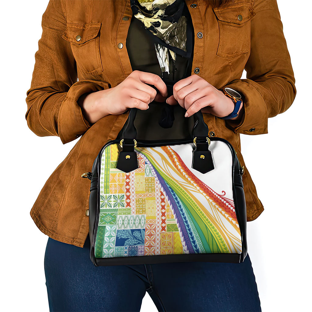 Pasifika Samoa Siapo Malu Tattoo Inspired Shoulder Handbag Fa'afafine Rainbow Theme LT7 - Polynesian Pride