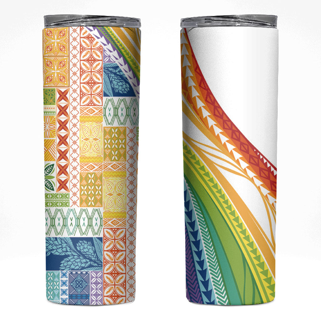 Pasifika Samoa Siapo Malu Tattoo Inspired Skinny Tumbler Fa'afafine Rainbow Theme