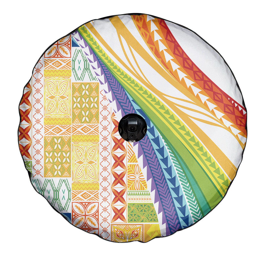 Pasifika Samoa Siapo Malu Tattoo Inspired Spare Tire Cover Fa'afafine Rainbow Theme