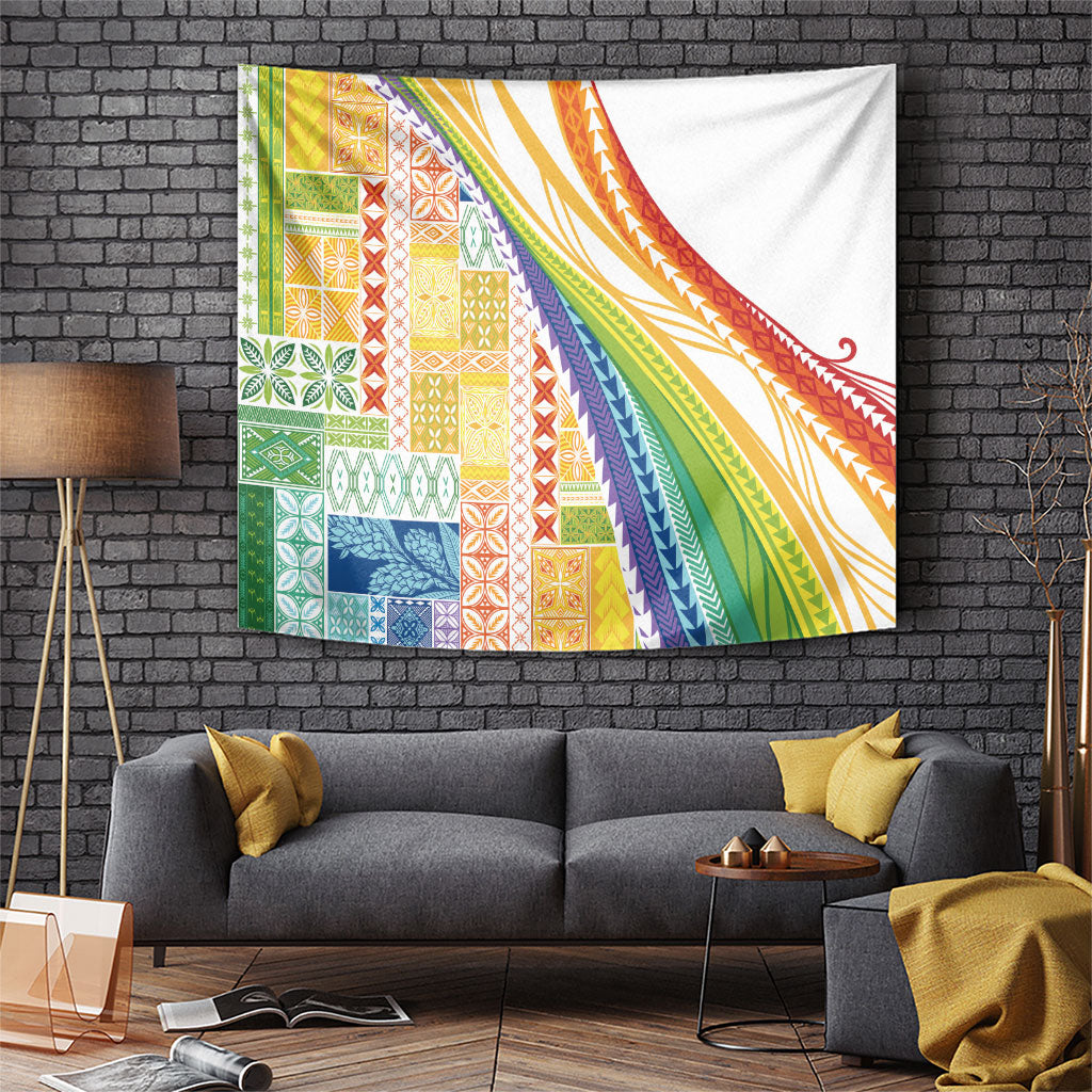 Pasifika Samoa Siapo Malu Tattoo Inspired Tapestry Fa'afafine Rainbow Theme LT7 Multicolor - Polynesian Pride