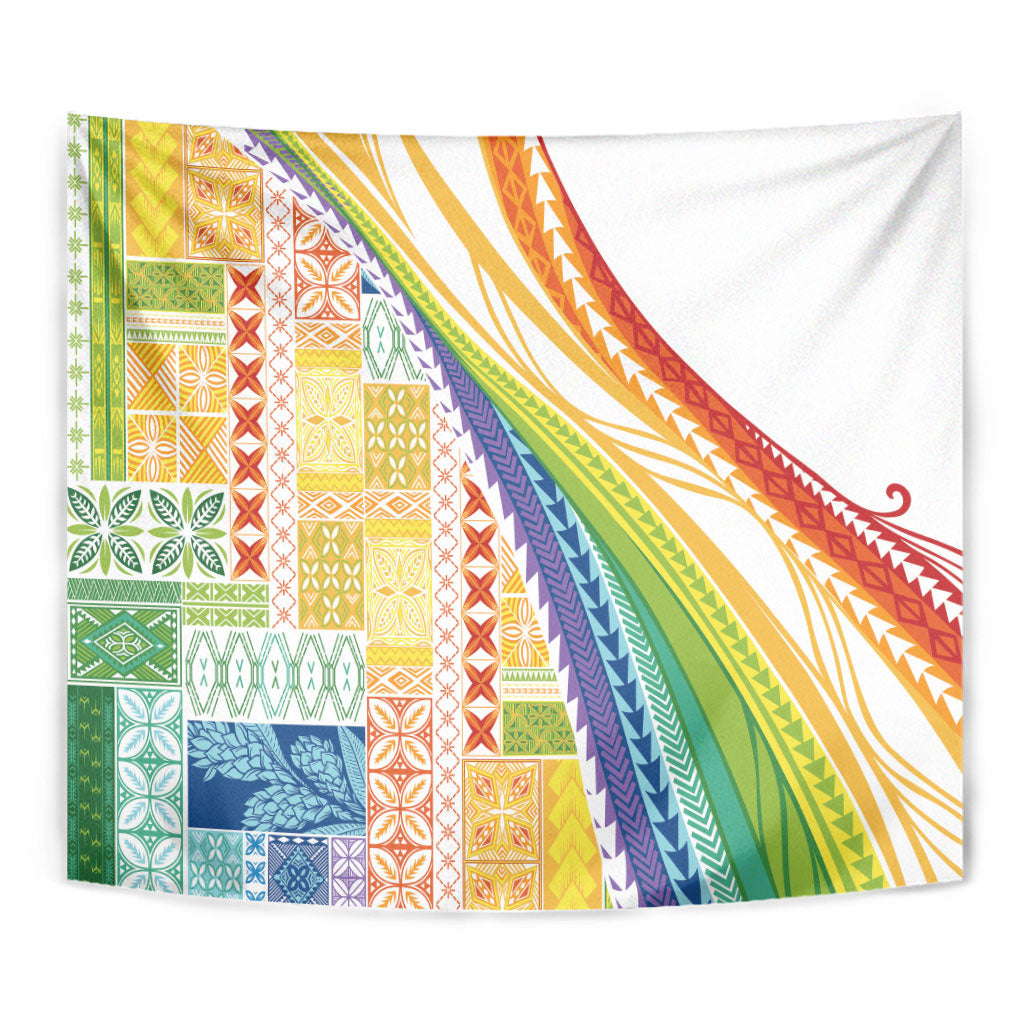 Pasifika Samoa Siapo Malu Tattoo Inspired Tapestry Fa'afafine Rainbow Theme
