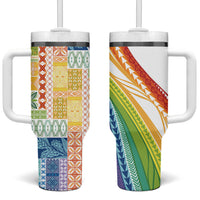 Pasifika Samoa Siapo Malu Tattoo Inspired Tumbler With Handle Fa'afafine Rainbow Theme