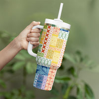Pasifika Samoa Siapo Malu Tattoo Inspired Tumbler With Handle Fa'afafine Rainbow Theme