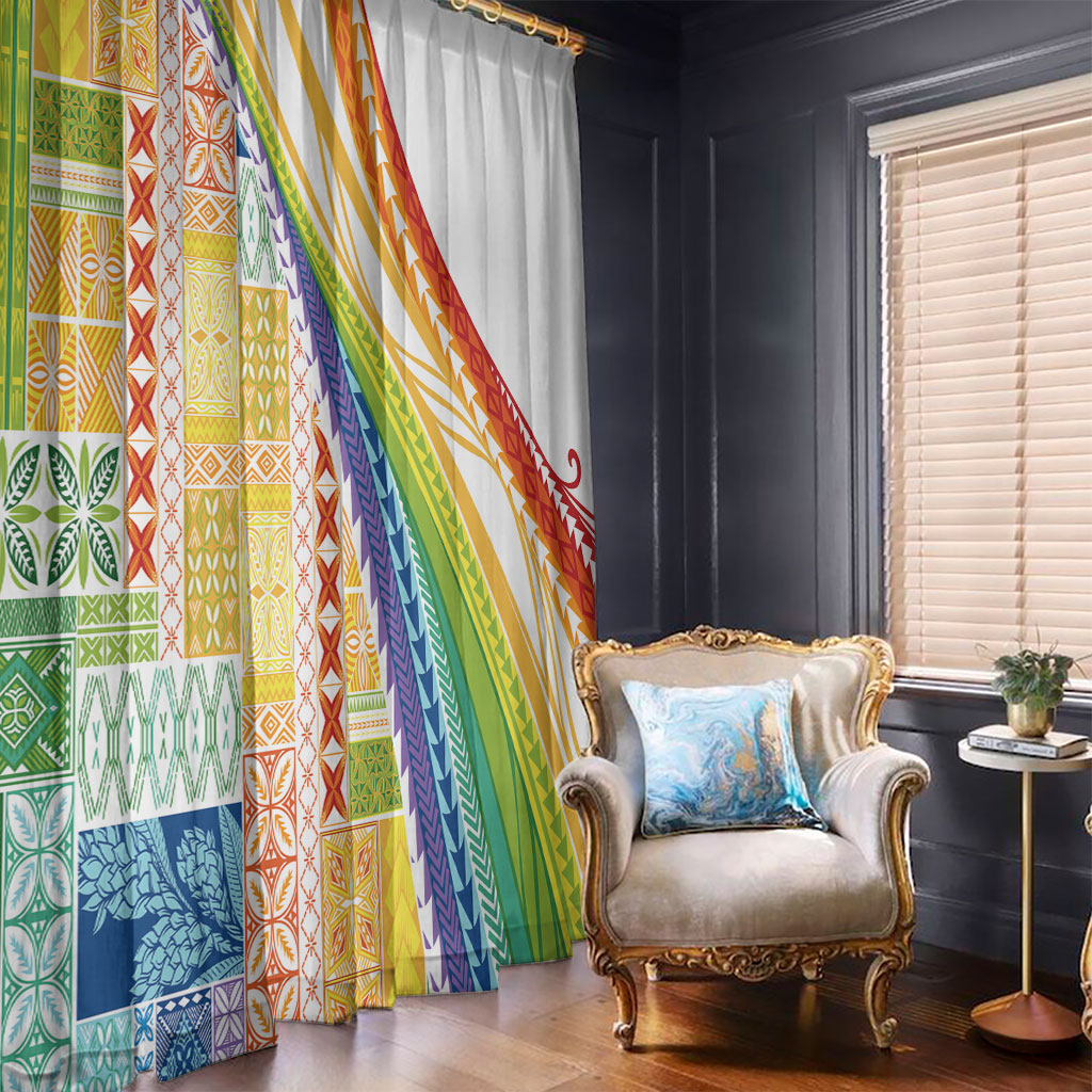 Pasifika Samoa Siapo Malu Tattoo Inspired Window Curtain Fa'afafine Rainbow Theme