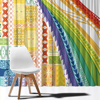 Pasifika Samoa Siapo Malu Tattoo Inspired Window Curtain Fa'afafine Rainbow Theme