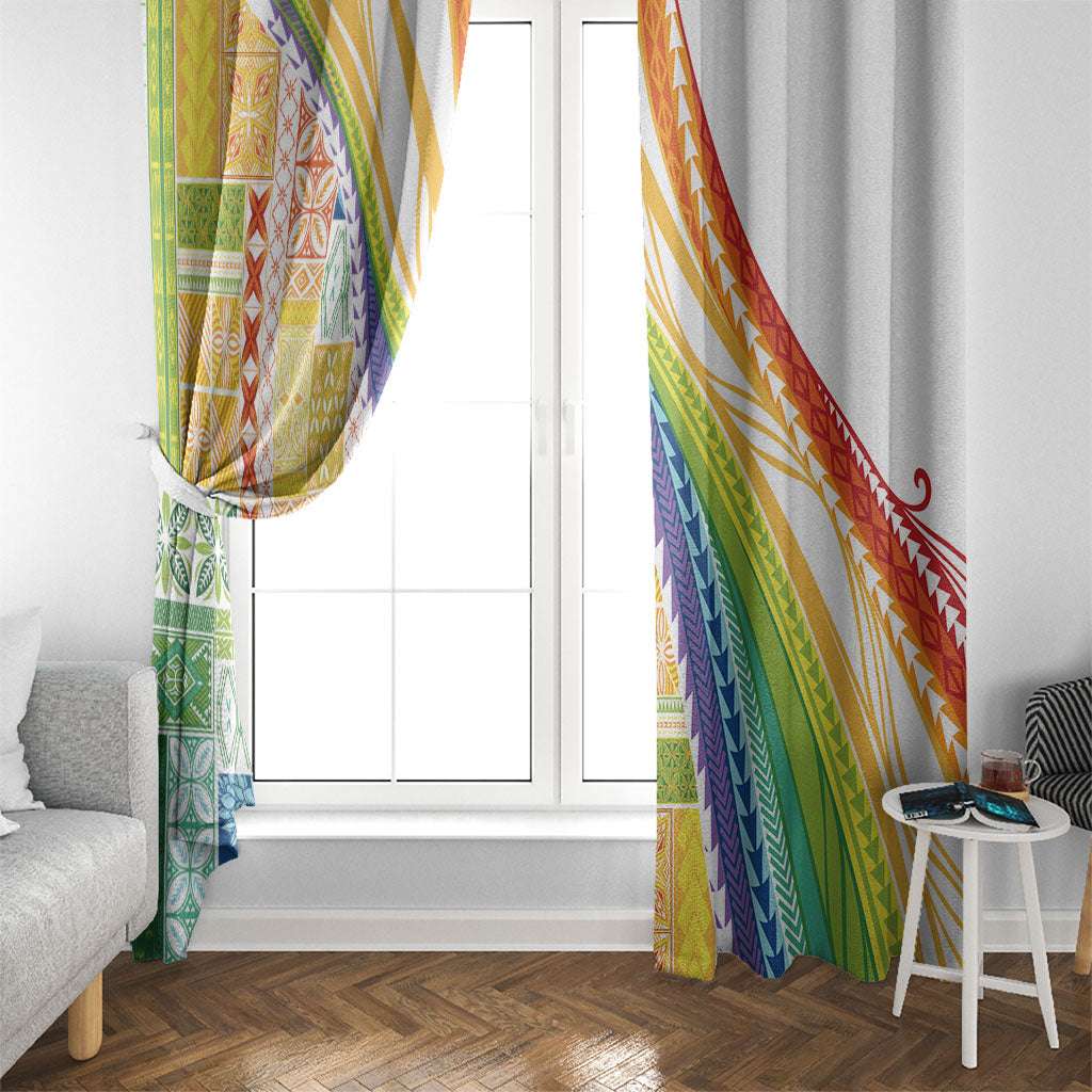 Pasifika Samoa Siapo Malu Tattoo Inspired Window Curtain Fa'afafine Rainbow Theme