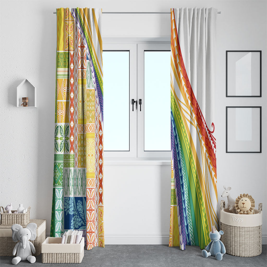 Pasifika Samoa Siapo Malu Tattoo Inspired Window Curtain Fa'afafine Rainbow Theme