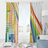 Pasifika Samoa Siapo Malu Tattoo Inspired Window Curtain Fa'afafine Rainbow Theme
