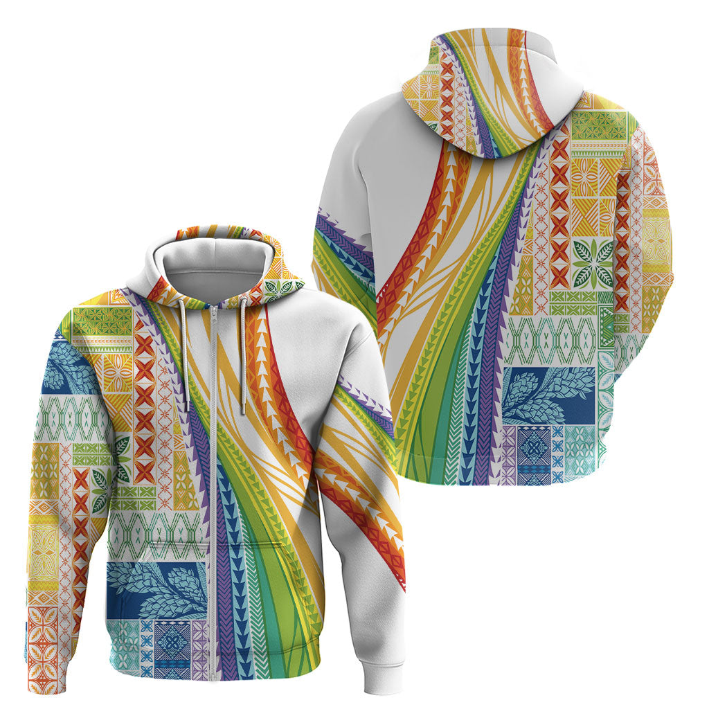 Pasifika Samoa Siapo Malu Tattoo Inspired Zip Hoodie Fa'afafine Rainbow Theme
