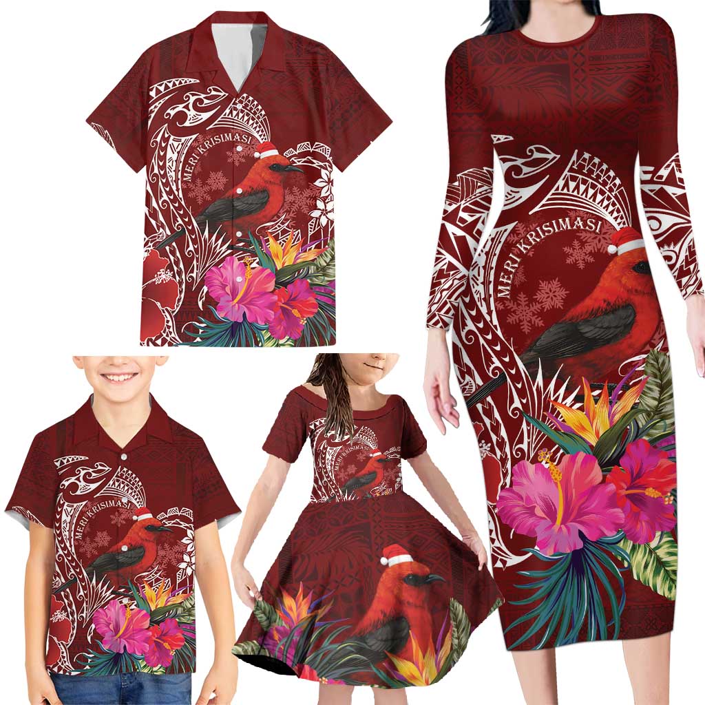 Personalized Samoa Meri Krisimasi Family Matching Long Sleeve Bodycon Dress and Hawaiian Shirt Segasegamau'u Mix Siapo