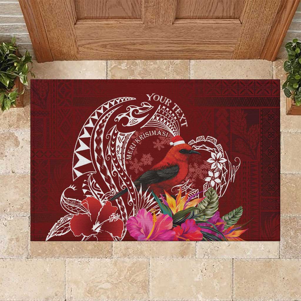 Personalized Samoa Meri Krisimasi Rubber Doormat Segasegamau'u Mix Siapo