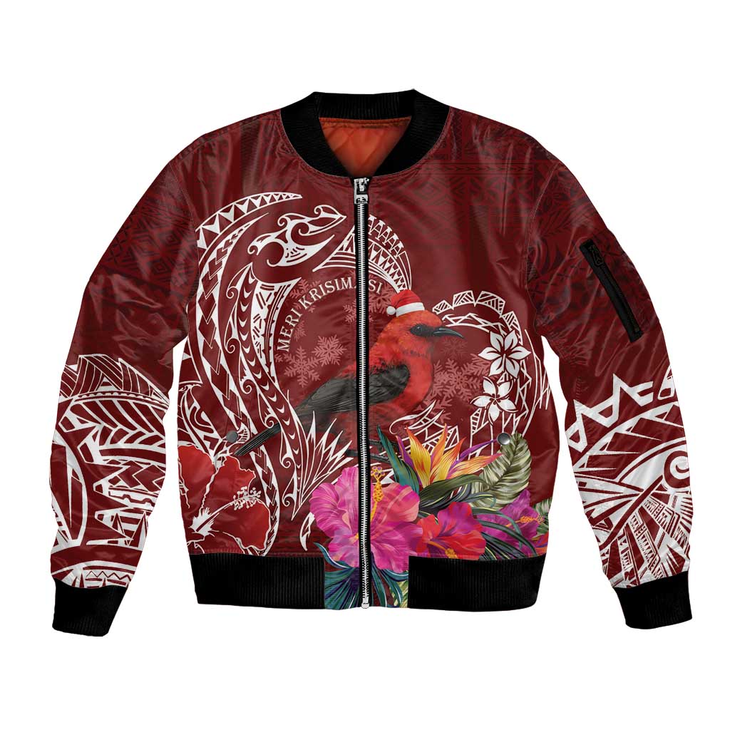 Personalized Samoa Meri Krisimasi Sleeve Zip Bomber Jacket Segasegamau'u Mix Siapo